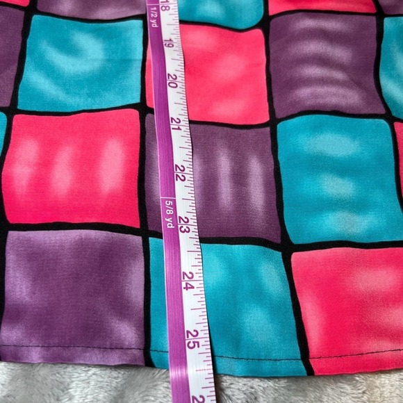 Notations Womens Size XL Colorful Checkered Blouse Button Collared Purple Pink - Picture 9 of 9